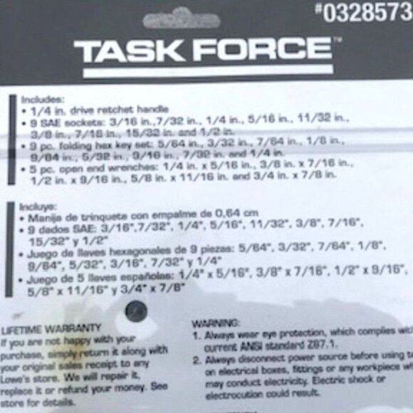 Mechanics Tool Set . 24Pc . Task Force ........... New in Package - Picture 3 of 4